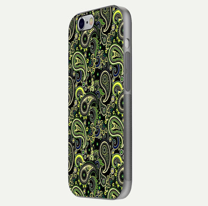 Green Mandala Pattern Glass Case for iPhone 16 Pro side-angle image showing reflection clarity and detailed pattern lines
