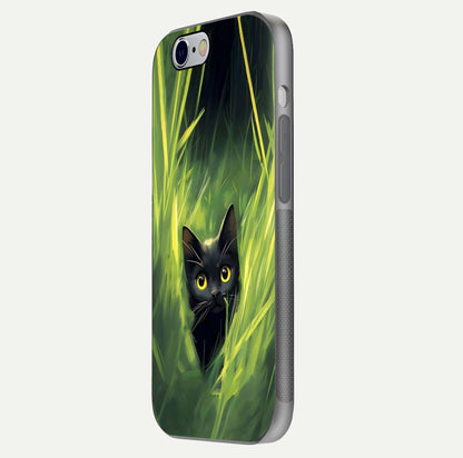 Hidden Cat Whisper Glass Case for iPhone 16 Pro side-angle image showing reflection glow and subtle artistic texture