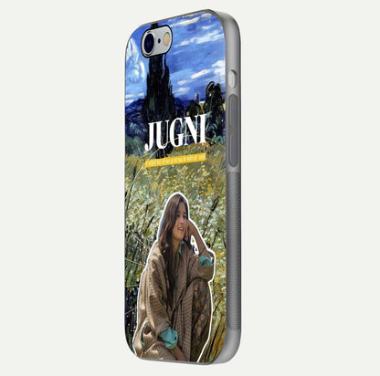 Jugni Soul Vibes Glass Case for iPhone 16 Pro side-angle image with stylish typography and HD finish