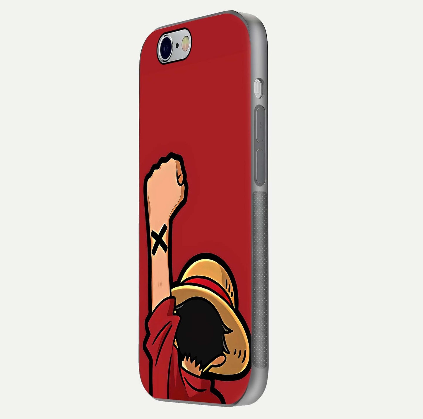 Luffy X Spirit Glass Case for iPhone 16 Pro side-angle image highlighting reflection strength and anime print