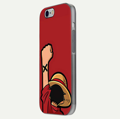 Luffy X Spirit Glass Case for iPhone 16 Pro side-angle image highlighting reflection strength and anime print