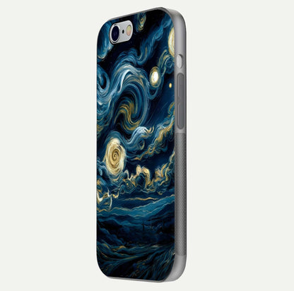 Midnight Sky Whirl Glass Case for iPhone 16 Pro side-angle image showing reflection depth and galaxy pattern