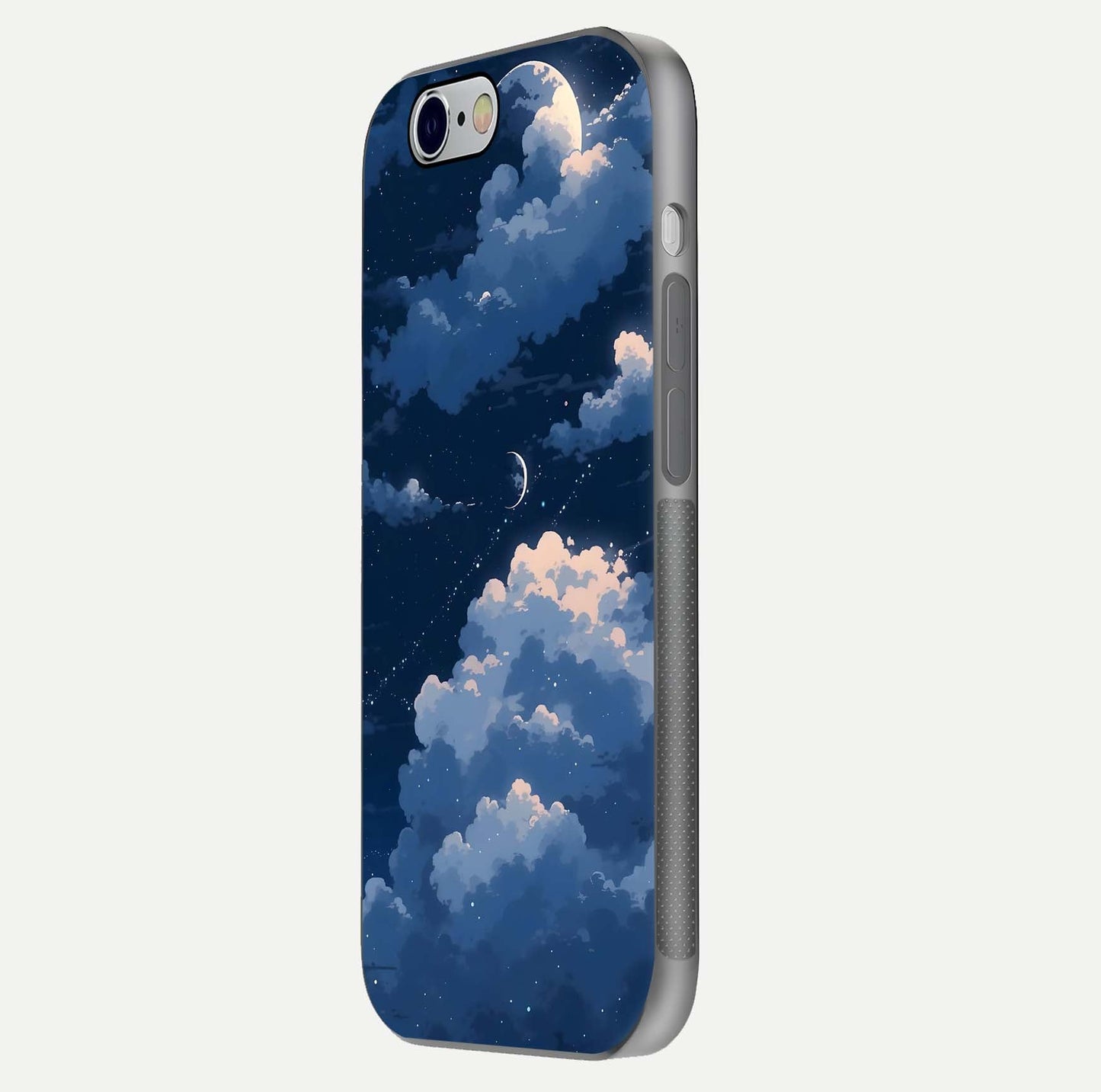 Moon Dream Haze Glass Case for iPhone 16 Pro side-angle image showing HD reflection and moonlight detailing
