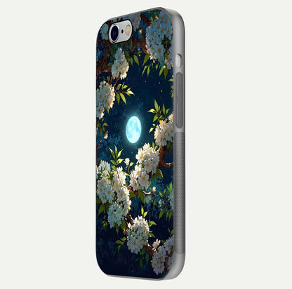 Moonlit Blossom Dream Glass Case for iPhone 16 Pro side-angle image showing shine depth and flower glow