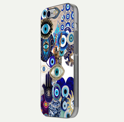 Mystic Charm Eye Glass Case for iPhone 16 Pro side-angle image showing HD reflection and sacred tone