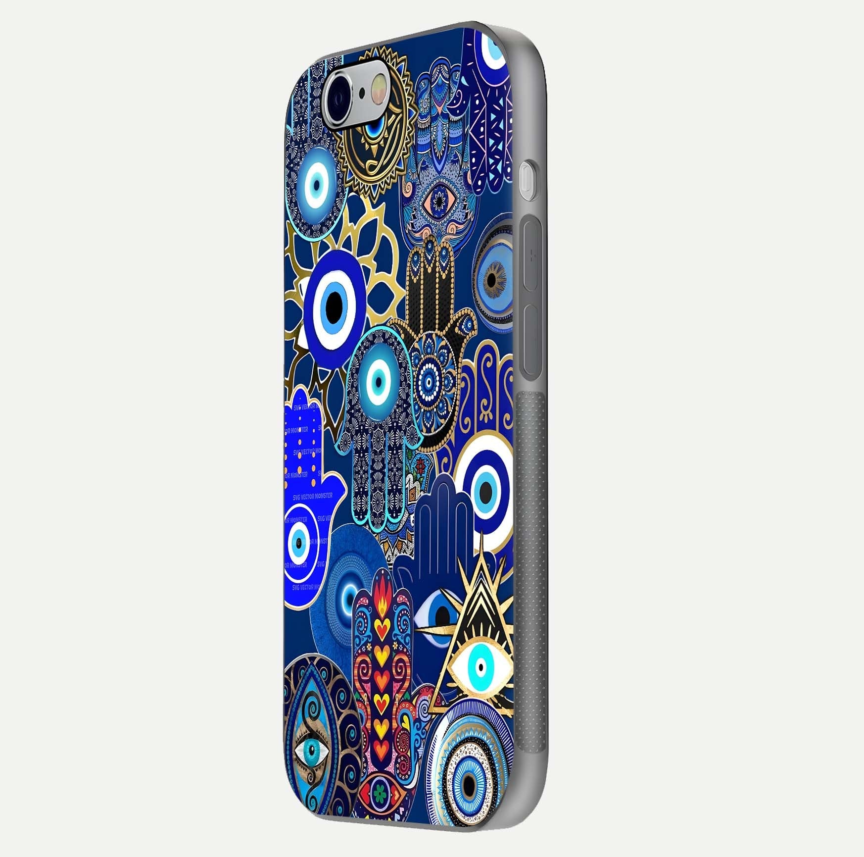 Mystic Palm Guard Glass Case for iPhone 16 Pro side-angle image showing shine depth and sacred motif