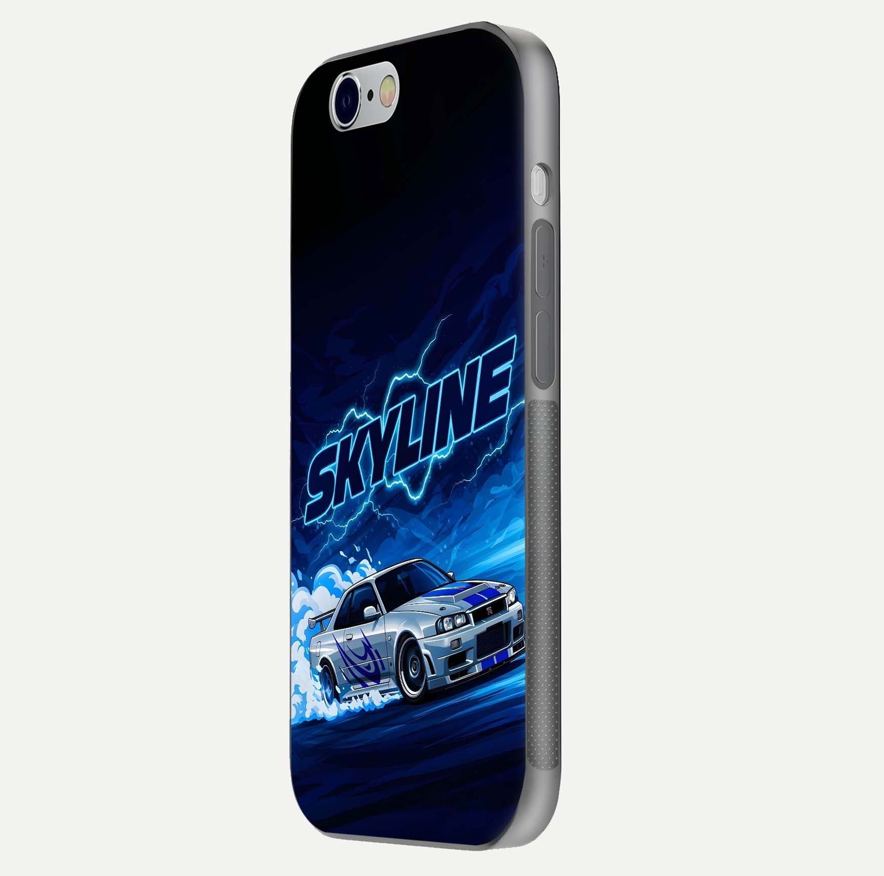 Neon Drift Beast Glass Case for iPhone 16 Pro side-angle image showing reflection depth and bold neon tones
