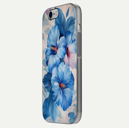 Ocean Hibiscus Grace Glass Case for iPhone 16 Pro side-angle image showing smooth texture and hibiscus details