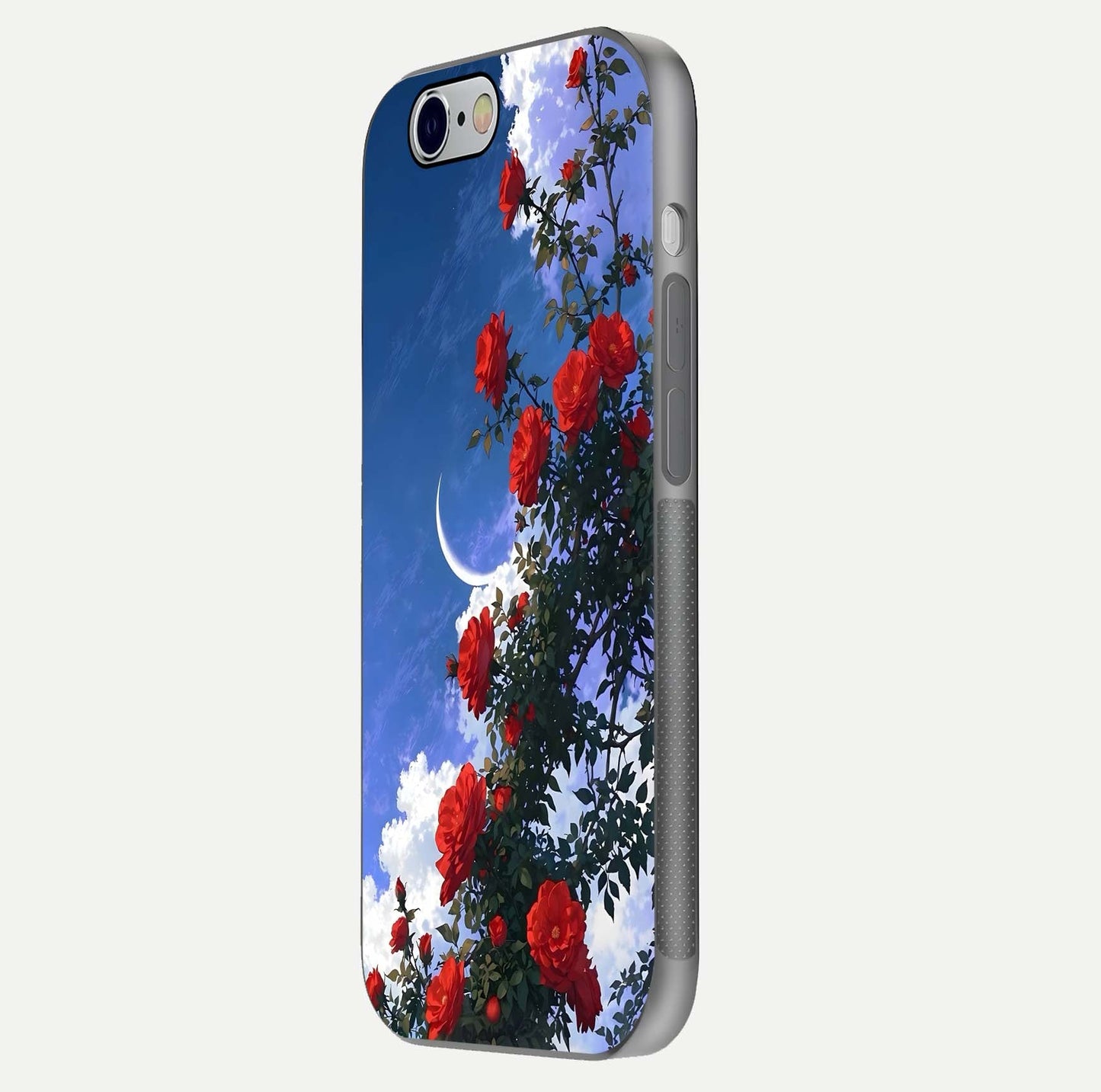 Rose Drift Flowers Glass Case for iPhone 16 Pro side-angle image showing reflection and petal detail