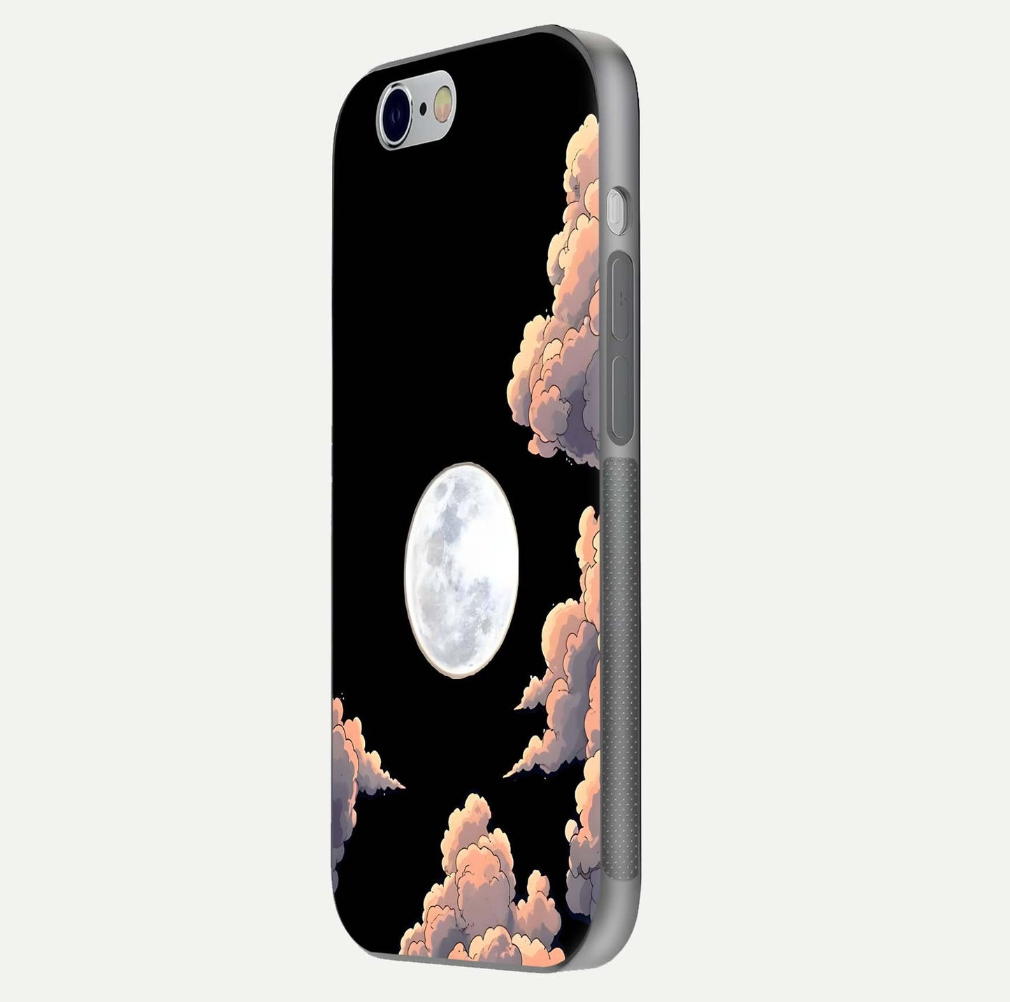 Shade Cloud Moon Glass Case for iPhone 16 Pro side-angle image showing reflection and night-sky detail