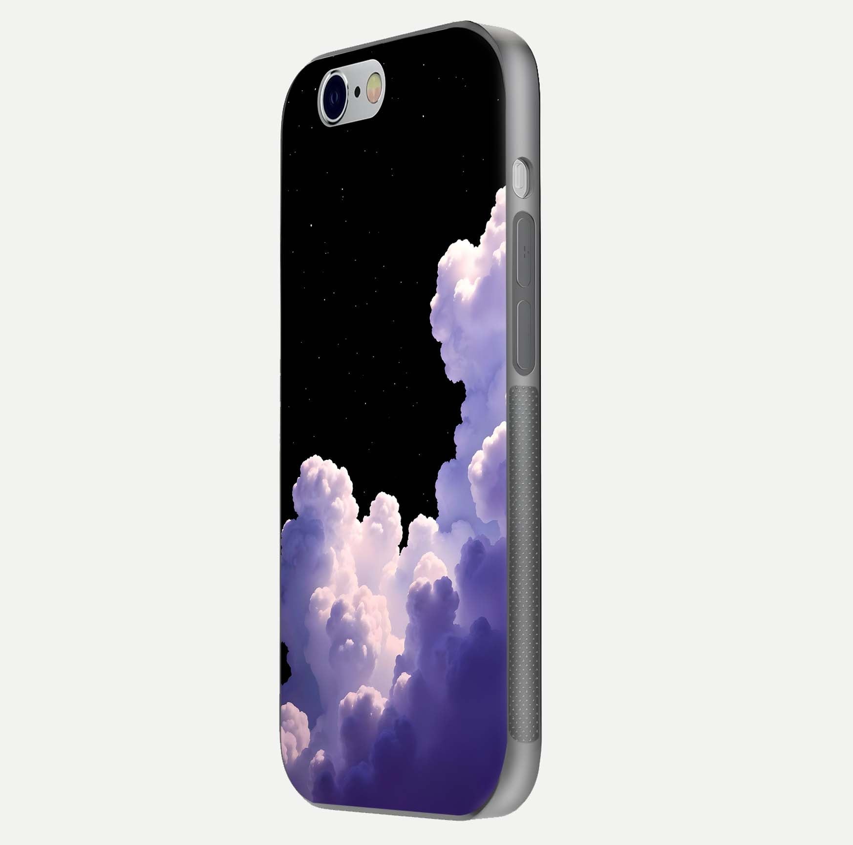Starlit Night Whispers Glass Case for iPhone 16 Pro side-angle image showing reflection and night pattern shine