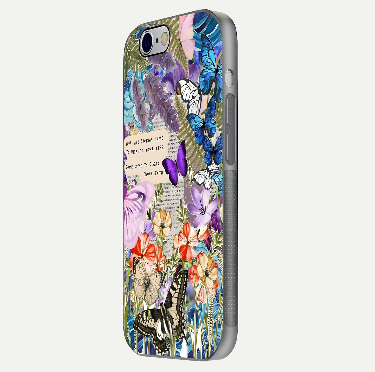 Storm Path Bloom Glass Case for iPhone 16 Pro side-angle image showing reflection, color contrast, and shine