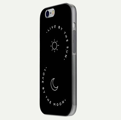 Sun Moon Balance Glass Case for iPhone 16 Pro side-angle image showing reflection and celestial detailing