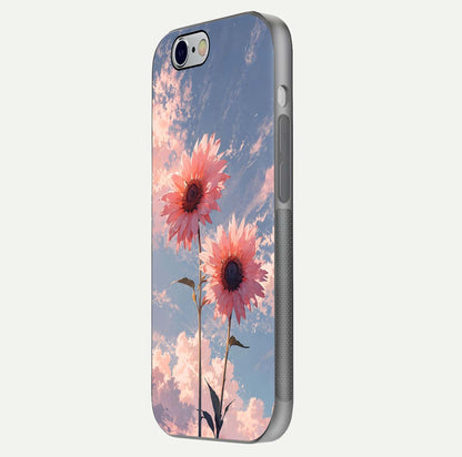 Sunlit Daisy Glow Glass Case for iPhone 16 Pro side-angle image showing shine, gloss, and floral highlight