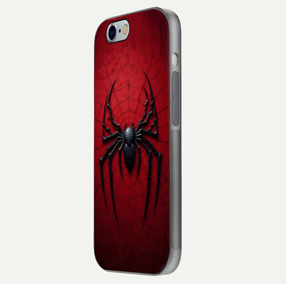 Venom Web Emblem Glass Case for iPhone 16 Pro side-angle image showing reflection and dark color tones