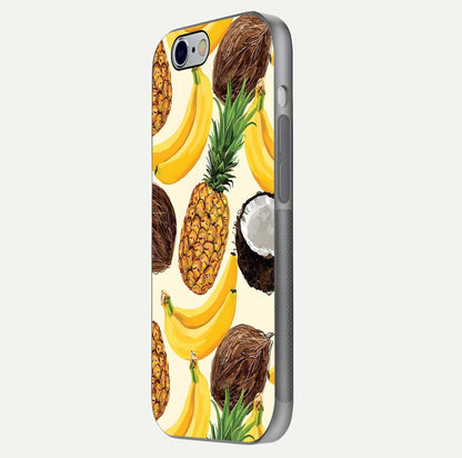 Tropical Fruit Mood Glass Case for iPhone 16 Pro side-angle image showing reflection, gloss, and fruit details