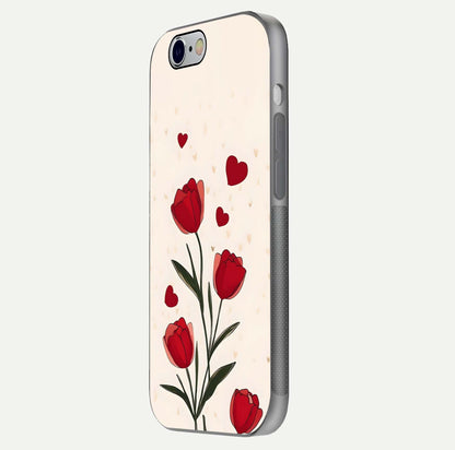 Tulip With Heart Glass Case for iPhone 16 Pro side-angle image showing floral reflection and subtle gradient