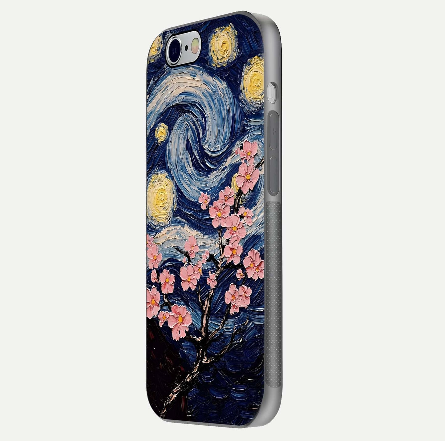 Van Gogh Scenery Glass Case for iPhone 16 Pro side-angle image showing shine, gloss, and scenic color palette