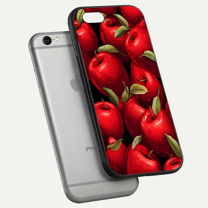 Apple Pattern Glass Case for iPhone 16 Pro floating mockup with smooth edge detailing and pattern clarity