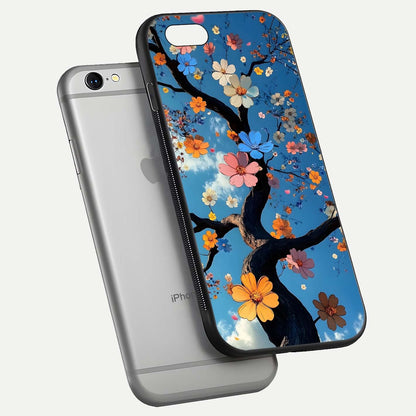 Blossom Dream Sky Glass Case for iPhone 16 Pro floating dual-mockup displaying smooth finish and elegant sky tones