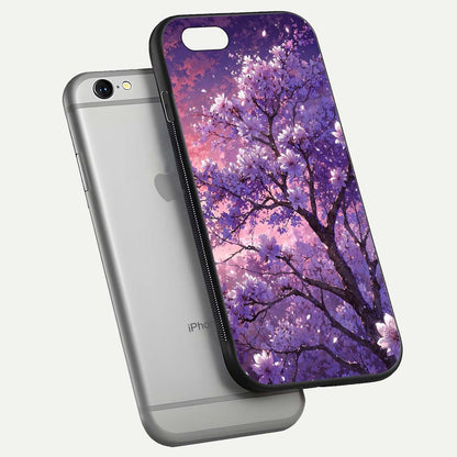 Blossom Tree Glass Case for iPhone 16 Pro floating dual-mockup displaying texture detail and curved edges