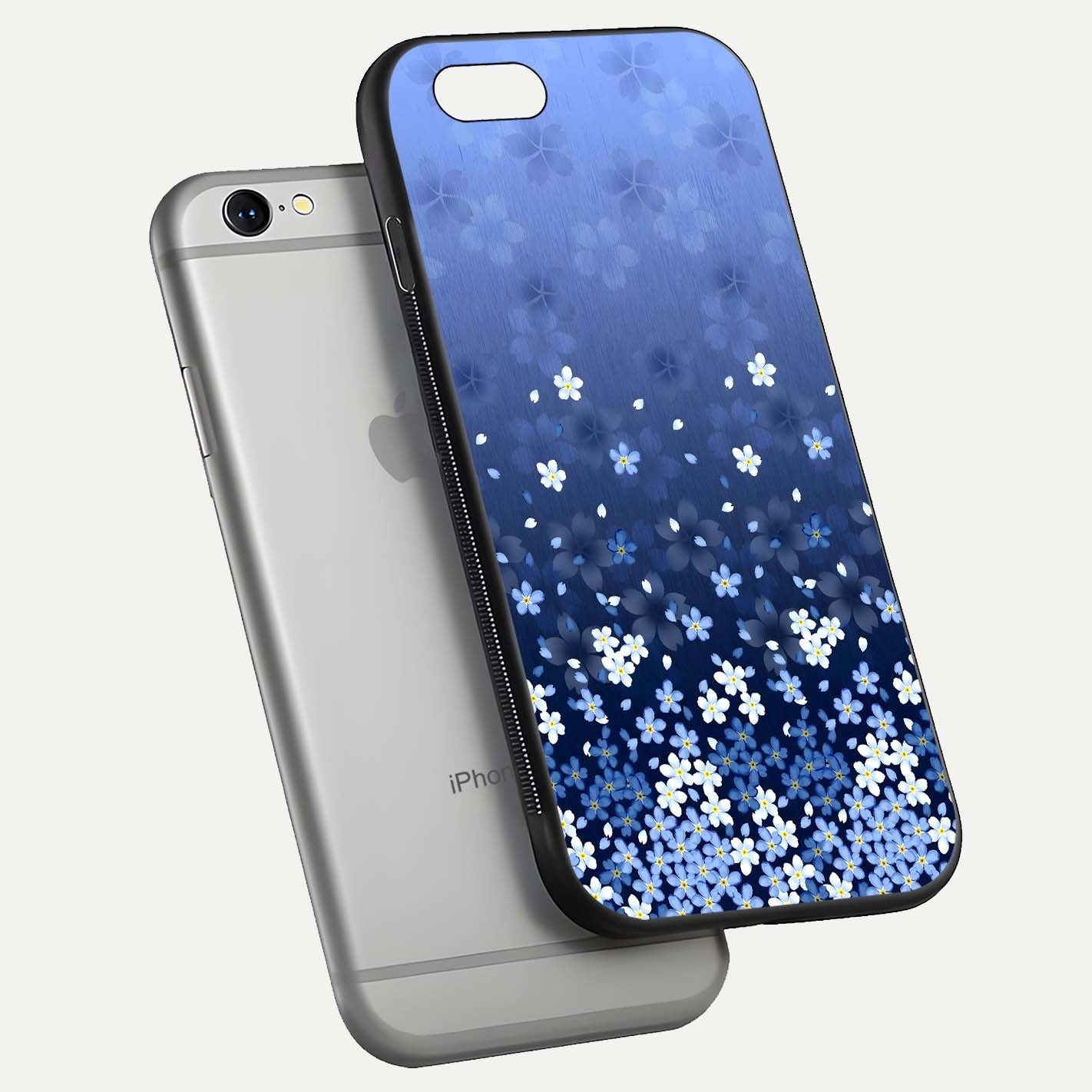 Blue Starry Glass Case for iPhone 16 Pro floating mockup capturing cosmic tone and HD gloss texture