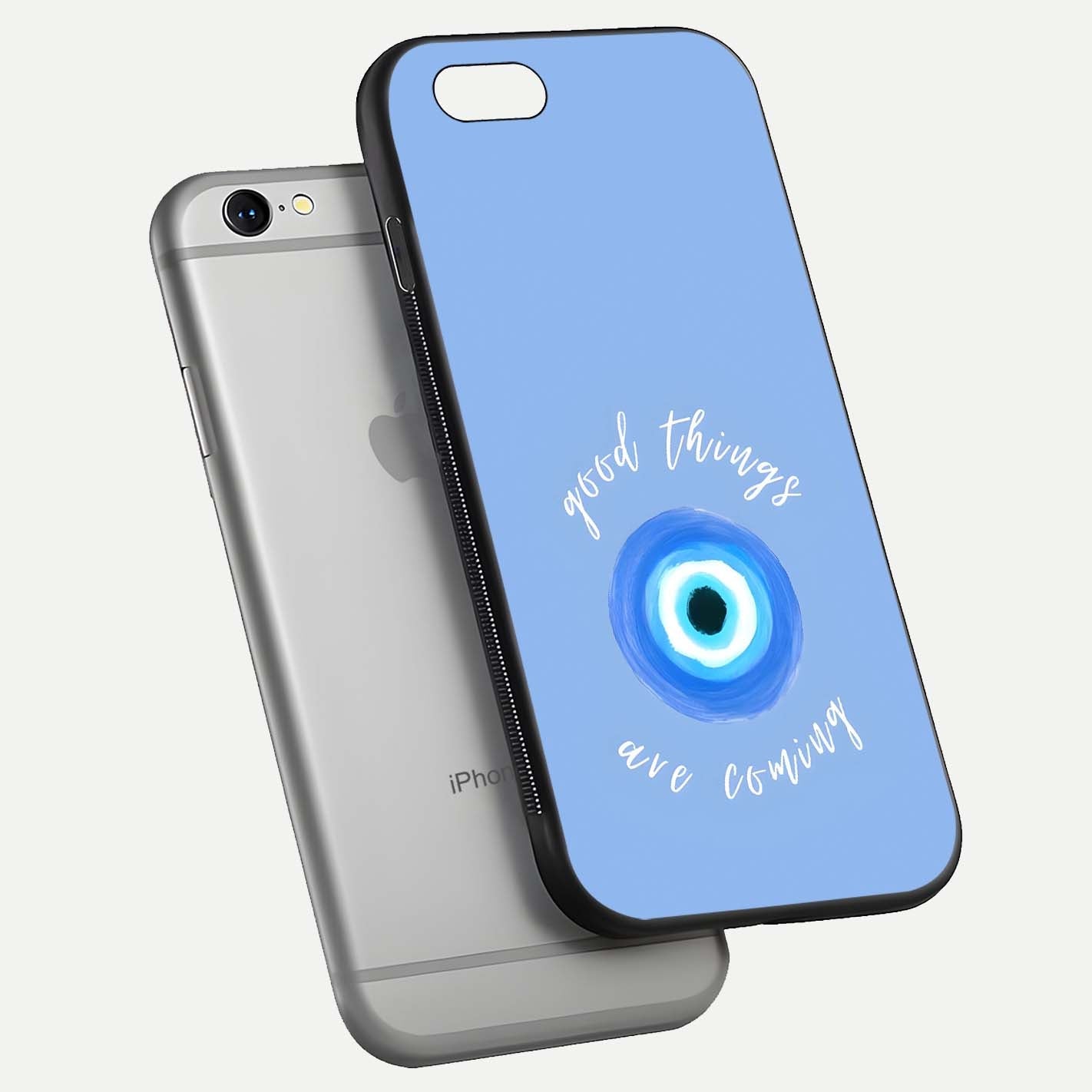 Bright Future Ahead Glass Case for iPhone 16 Pro floating mockup showing sleek design and positive quote print