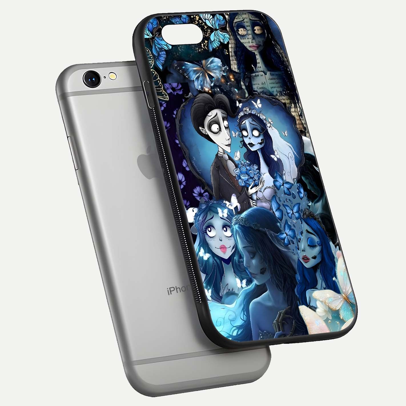 Butterfly Ghost Soul Glass Case for iPhone 16 Pro floating mockup showcasing spirit-like butterfly detail and gloss