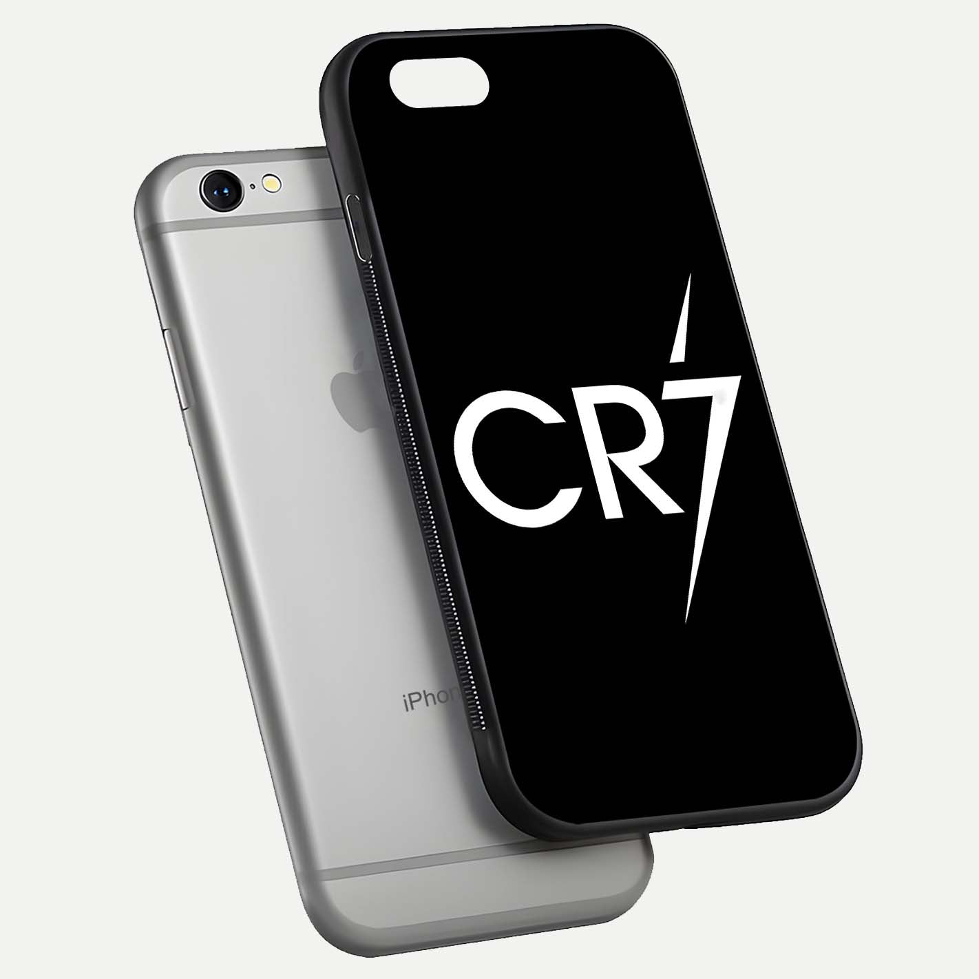 CR7 Elite Strike Glass Case for iPhone 16 Pro floating mockup displaying HD gloss and sporty texture