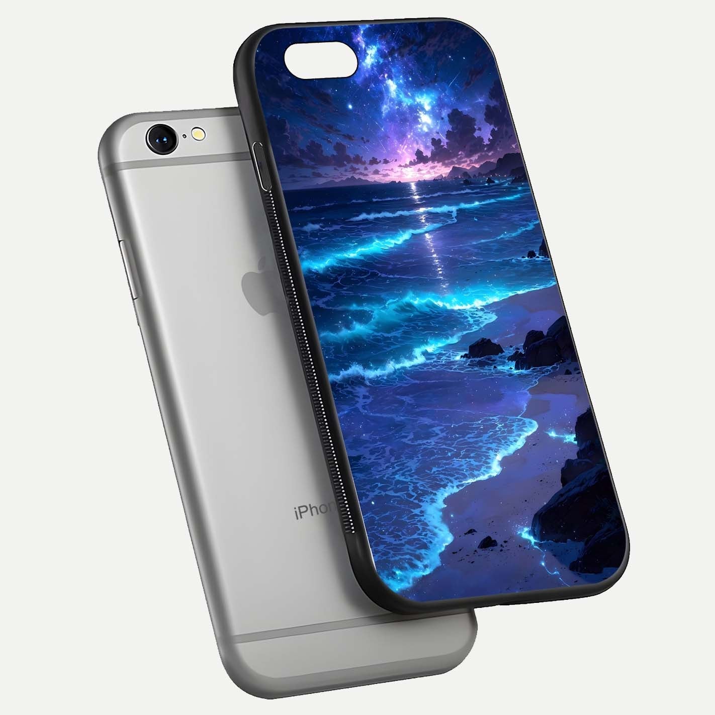 Classic Damn Look Glass Case for iPhone 16 Pro floating mockup emphasizing HD gloss and stylish edges