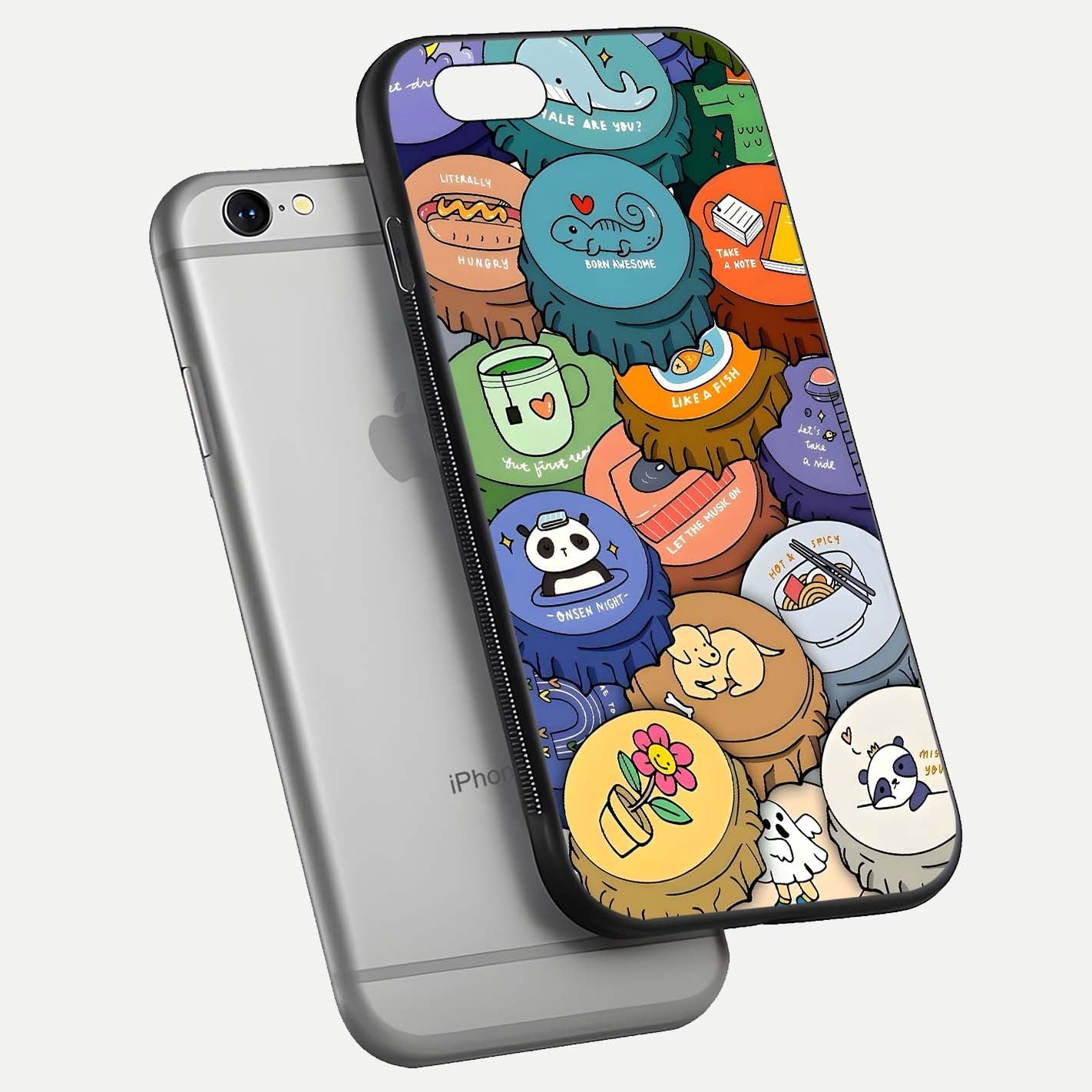 Coins Patterns Glass Case for iPhone 16 Pro floating mockup showing reflection depth and smooth tone
