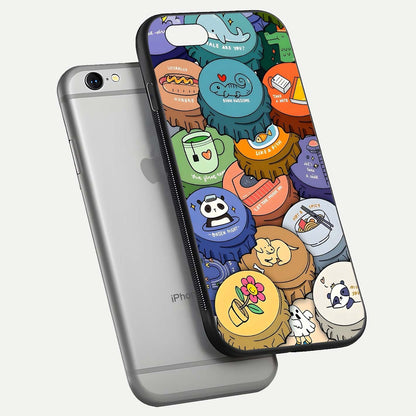 Coins Patterns Glass Case for iPhone 16 Pro floating mockup showing reflection depth and smooth tone