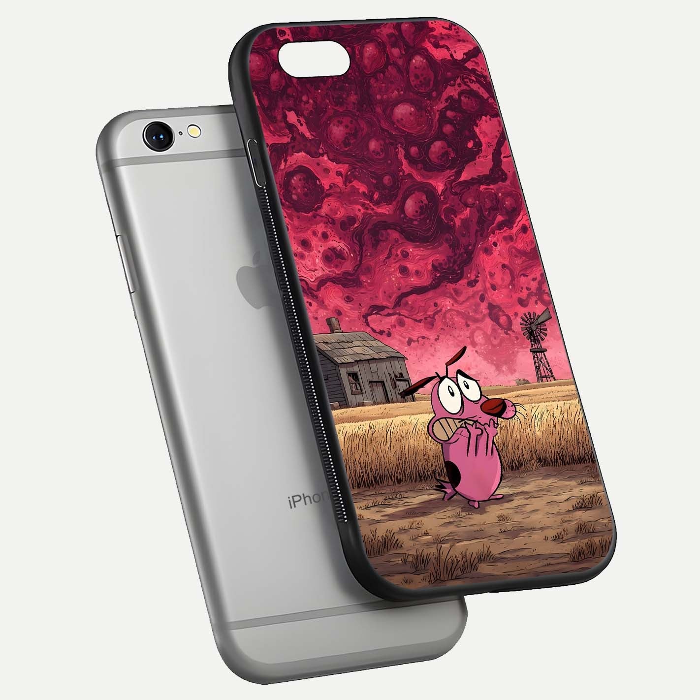 Courage Under Sky Glass Case for iPhone 16 Pro floating mockup showing shine reflection and clean edges