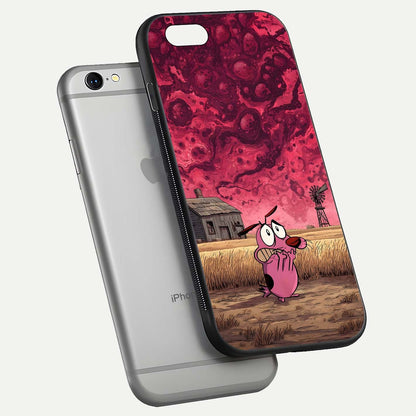 Courage Under Sky Glass Case for iPhone 16 Pro floating mockup showing shine reflection and clean edges