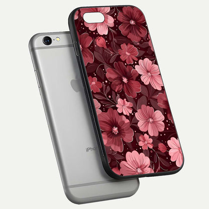 Flower Blush Bloom Glass Case for iPhone 16 Pro floating mockup showing shine polish and elegant look
