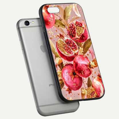 Golden Bloom Glow Glass Case for iPhone 16 Pro floating dual-view mockup showing glossy shine and golden shimmer