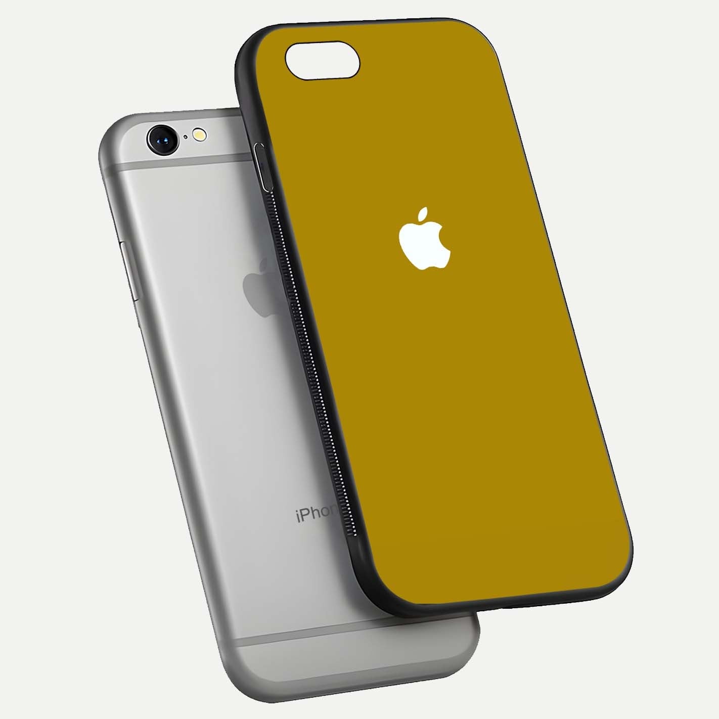 Golden Luxe Aura Glass Case for iPhone 16 Pro floating dual-view mockup showing glossy texture and elegant gold gradient