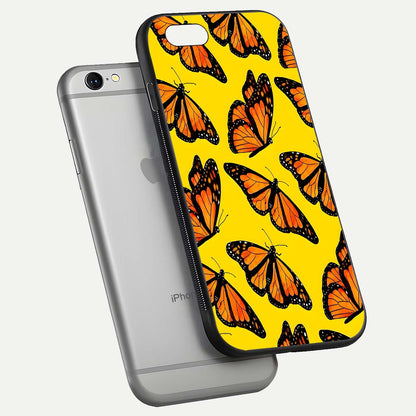 Golden Wing Flight Glass Case for iPhone 16 Pro floating dual-view mockup showing gloss reflection and luxury tone