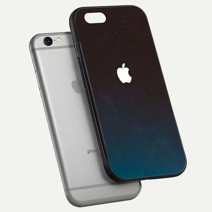 Green Emerald Apple Logo Glass Case for iPhone 16 Pro floating dual-view mockup showing glossy shine and premium color tone