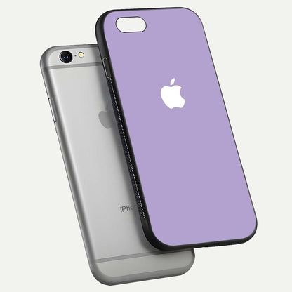 Lavender Soft Minimal Glass Case for iPhone 16 Pro floating dual-view mockup showing gloss reflection and pastel tone