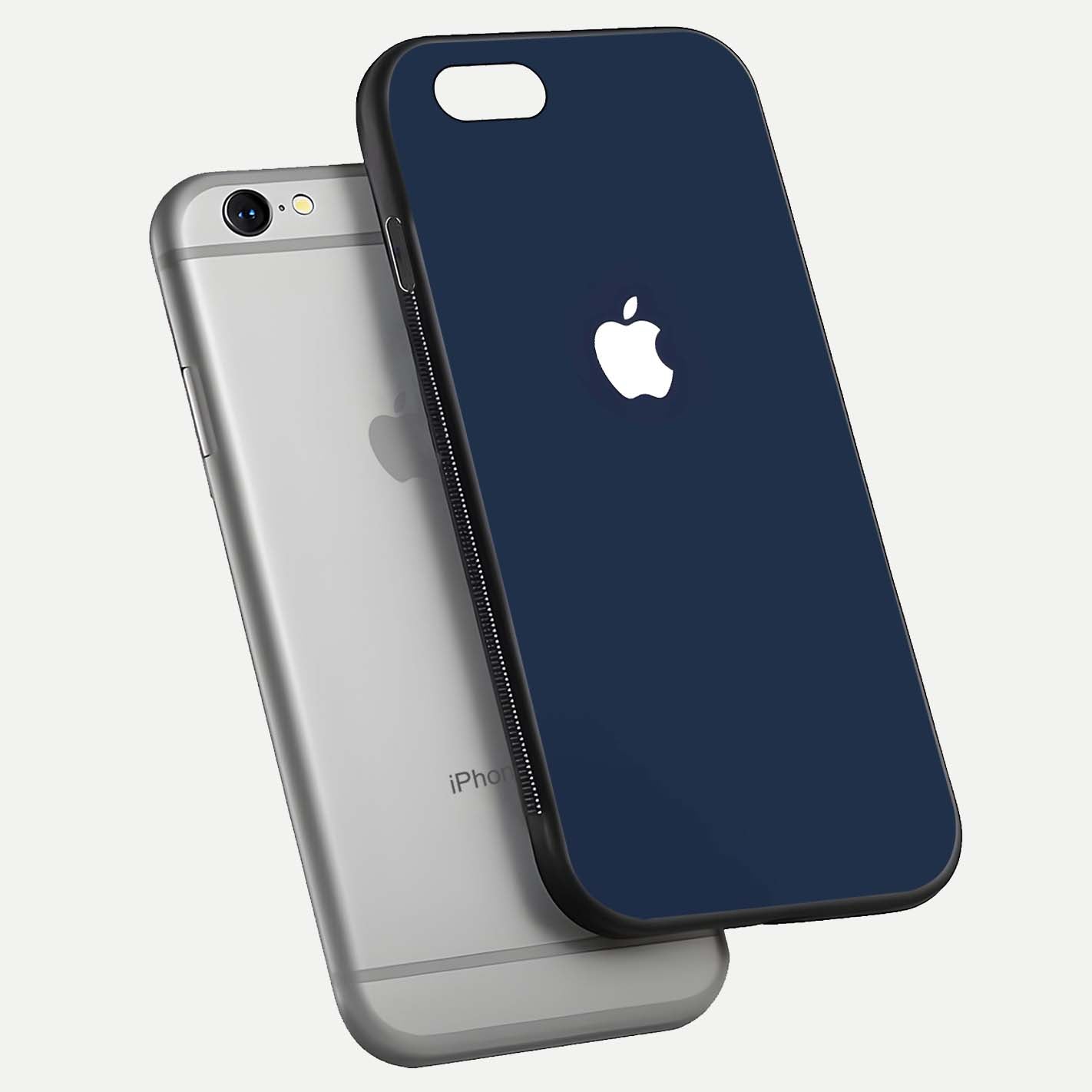 Minimal Apple Night Glass Case for iPhone 16 Pro floating dual-view mockup showing HD shine and minimal style