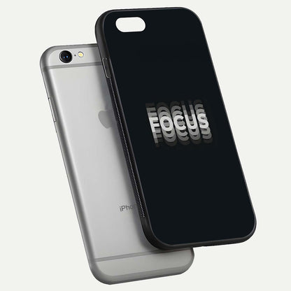 Mono Focus Vision Glass Case for iPhone 16 Pro floating dual-view mockup showing HD gloss and elegant simplicity