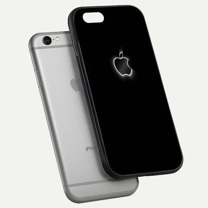 Neon Apple Glow Glass Case for iPhone 16 Pro floating dual-view mockup showing HD shine and modern look