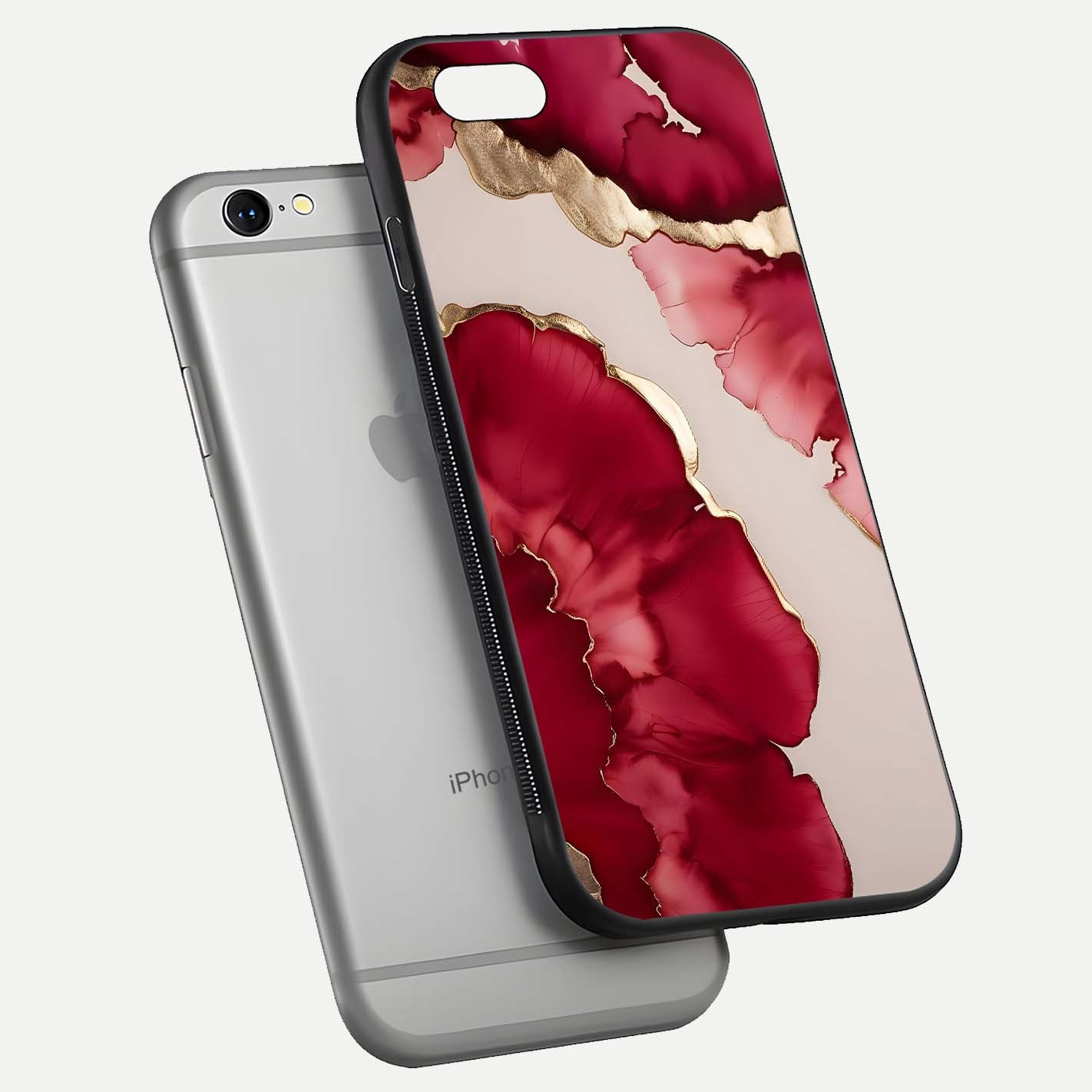 Pink & White Marble Glass Case For iPhone 6