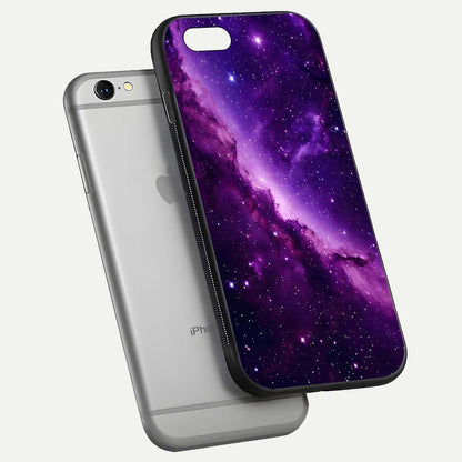 Purple Shade Sky Glass Case for iPhone 16 Pro floating dual-view mockup displaying gloss and sky theme