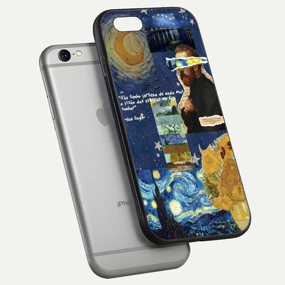 Starry Dream Vision Glass Case for iPhone 16 Pro floating dual-view mockup displaying gloss surface and clarity