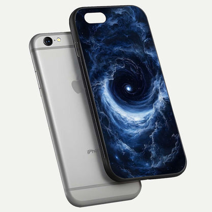 Stunning Galaxy Glass Case for iPhone 16 Pro floating dual-view mockup displaying gloss shine and vivid print depth