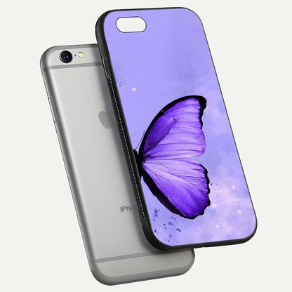 Violet Dream Wing Glass Case for iPhone 16 Pro floating dual-view mockup displaying gloss depth and clarity