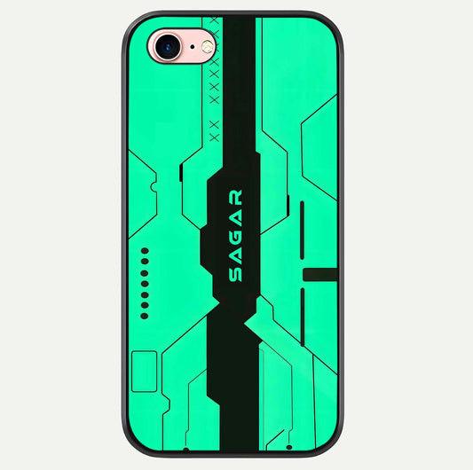 Aqua Tech CYBERPUNK Custom Name Glass Case For iPhone 6 Plus by Custom World
