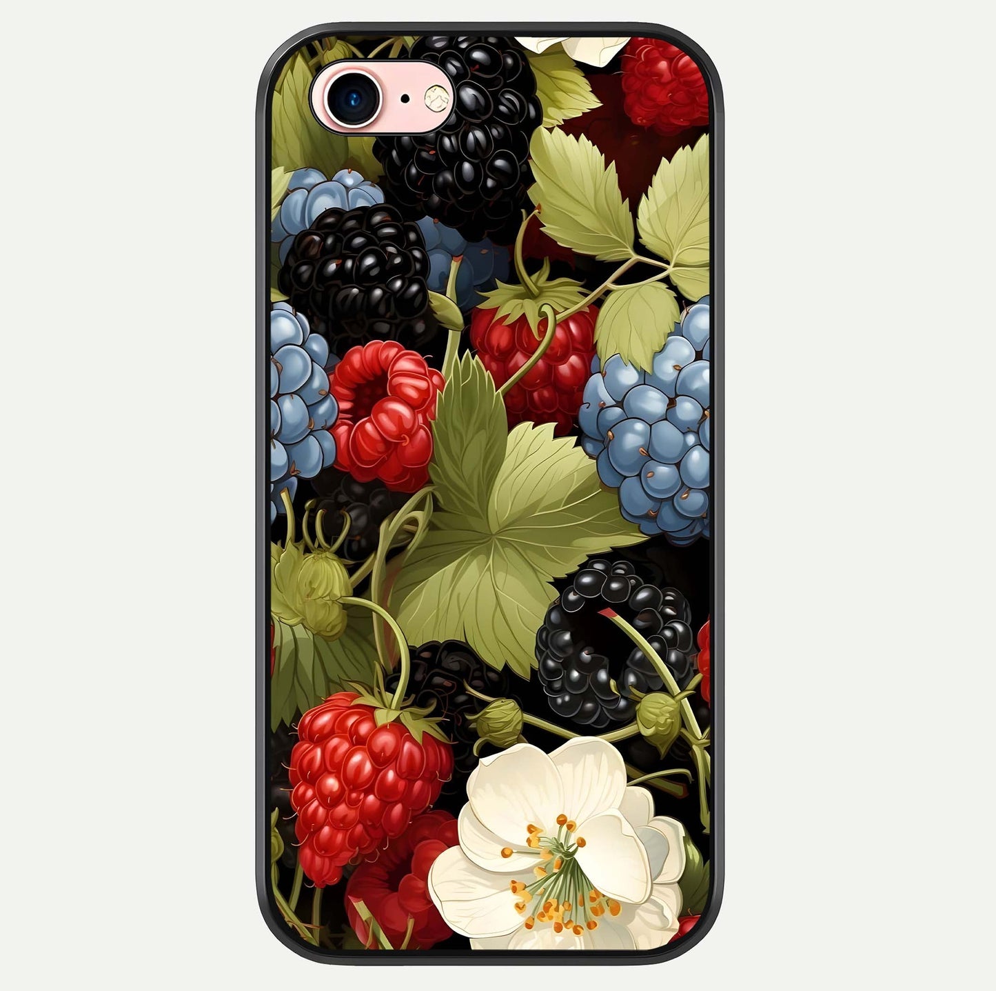 Berry Bloom Charm Glass Case For iPhone 6 Plus by Custom World